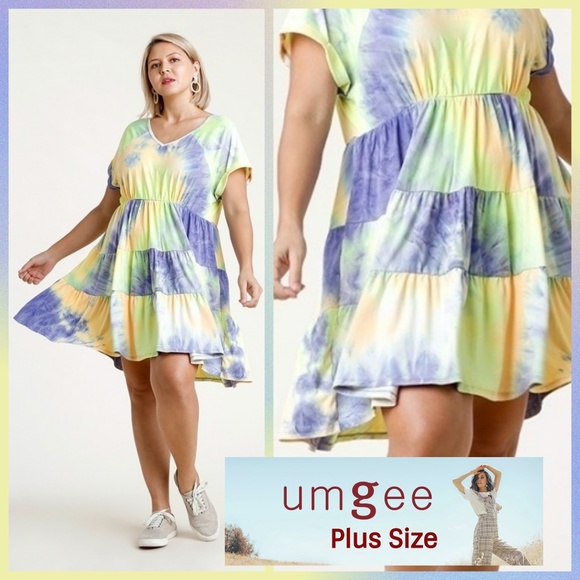Umgee Dresses & Skirts - Umgee Tie Dye Brushed Textured Yard Tiered Dress